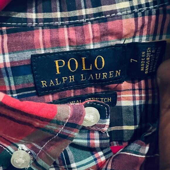 Polo Ralph Lauren BIG Boys Shirt Button Down Plaid Poplin Size 7 - Picture 4 of 4